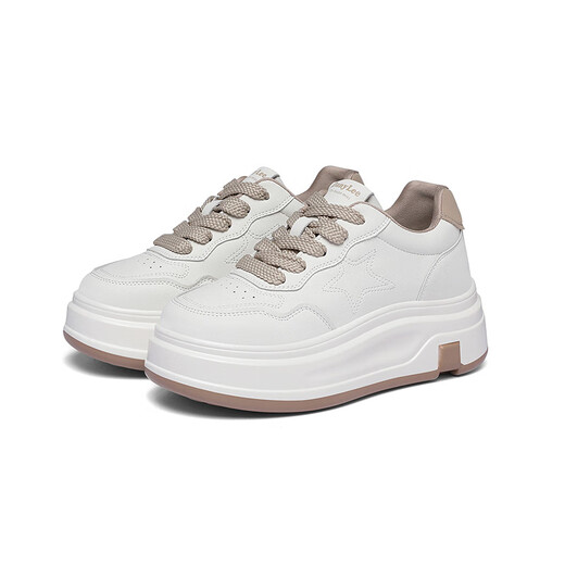 Yurre Poe semelles épaisses Chaussures surélevées pour les petites chaussures blanches pour femmes pour le printemps Nouvelles chaussures décontractées sportives 7029 Blanc et noir 40