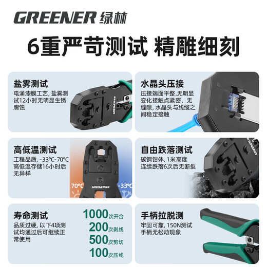 GREENER Network Cable Pliers Crystal Head Crimping Wiring Professional Grade Multi-Function Universal Category 567 Super Home Network Pliers