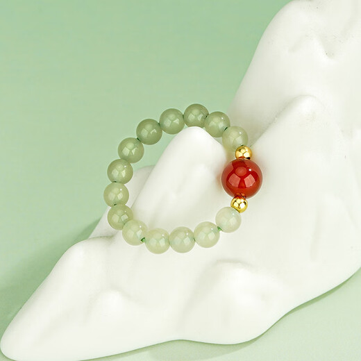 Laomiao silver ring S925 Hotan jade bead and agate ring S925 Hotan jade bead and agate ring No Specifications