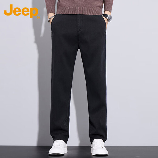 JEEP Casual Pants Men's Autumn and Winter Business Straight Pants Men's Trendy Loose Pants Men's Pants Black XL