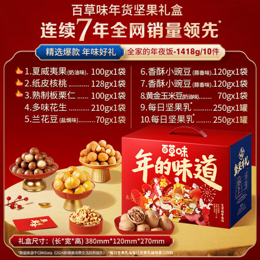 Baicaowei Zongzi Boîte-cadeau 820G + Noix Noix Boîte-cadeau 1418G / 1502G Cadeau de festival de bateau Dragon Boat envoyé au hasard