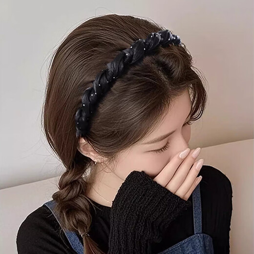 Kamalun (KAMALUN) hair hoop for women's daily wear 2025 new style high-end, western style and fashionable high skull headband with hair clip to send to girlfriend Hepburn style hair hoop versatile black + brand gift box