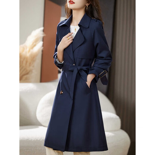 Kouyiya brand new women's clothing Khaki windbreaker jacket for women mid-length 2025 autumn new small casual coat Khaki M Recommended 115 Jin [Jin equals 0.5 kg]