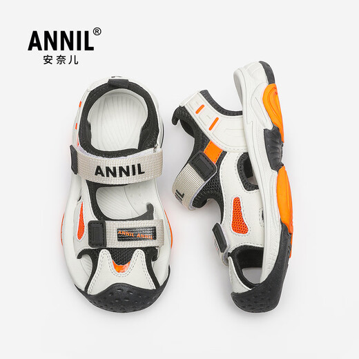 Anael children's sandals, boys' shoes, summer new beach shoes, big children's Baotou sports sandals 6339 black 29