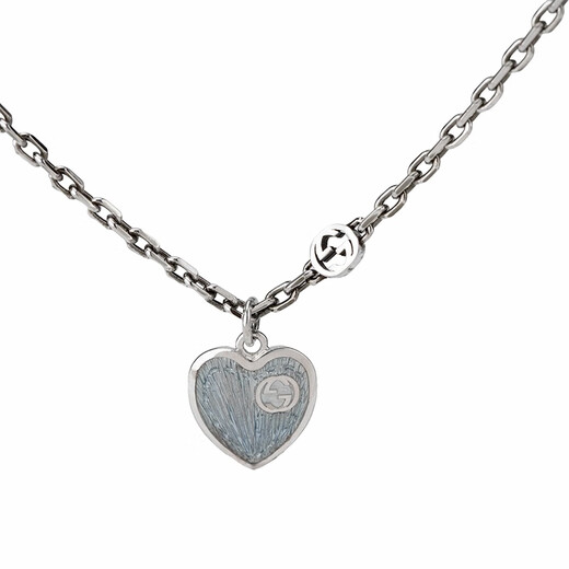 Gucci (Gucci) Interlocking Doble G esmaltar Collar de amor Joyas plateadas 925 Cadena de suéter de plata Femenina Azul F Mujer F Packaging Basic - Bolsa de polvo + Caja de envasado