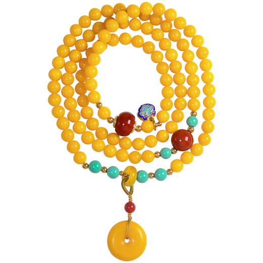 COASZE beeswax multi-circle bracelets, chicken fat yellow amber 108 rosary beads bracelet, safety buckle temperament retro women's bracelet, chicken fat yellow beeswax multi-circle bracelets