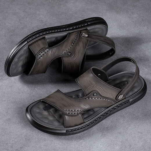 Yierkang sandalias para hombres nuevas sandalias masculinas para hombres al aire libre látex dual látex suave sin deslizamiento Vietnam zapatos de playa casuales hombres 9715_gray 38