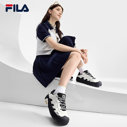 FILA斐乐女鞋板鞋杨幂同款蛋包鞋运动鞋2025秋季新款七夕休闲小白鞋 奶白/黑-GB 38