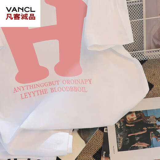 凡客诚品捡漏女装白色短袖t恤女夏新款韩版百搭宽松字母印花上衣体恤 9194白色 M  80-100斤