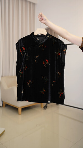 Sakura Meijia DY2694 Mulberry Silk Velvet Nuevo chino mejorado Cheongsam Temperatura Temperamento versátil Sendilla Versátil Top Toice Hulu Hulu Código grande L 105-115Jin [Jin equivale a 0.5 kg]