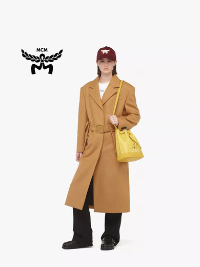 MCM HIMMEL中号时尚休闲子母包水桶包斜挎单肩包女包 柠檬黄 中号