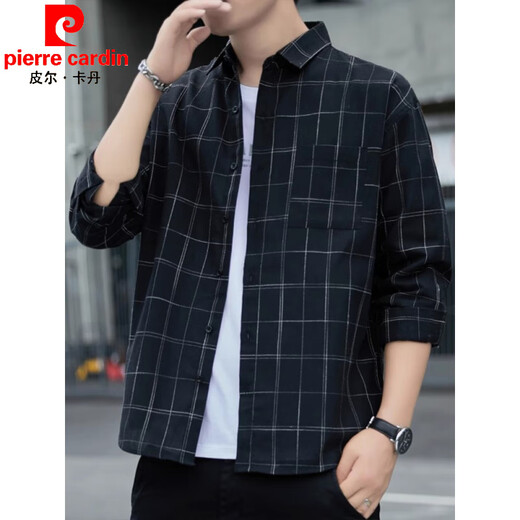 Pierre Cardin American a cuadros a cuadros Chaqueta Hombres 2025 Men de manga larga al estilo de primavera y otoño