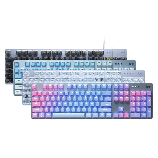 Teclado mecánico con cable Logitech K845, teclado transparente, computadora para escribir, oficina, interruptor de té verde y negro, juego de deportes electrónicos K845-azul helado (teclas empaquetadas individualmente) TTC-interruptor verde x no x 104 teclas x estándar