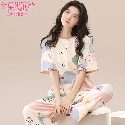 
Modal pure cotton pajamas for women in spring and summer short-sleeved trousers suit casual sweet and cute girl's cotton home clothes can be worn outside YS679 M (recommended 80-100Jin [Jin equals 0.5 kg])