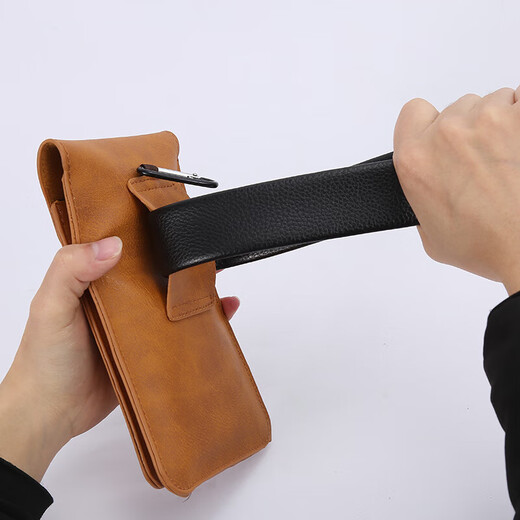 Coppani Mobile Phone Waist Bag Men's Belt Vertical 7.5-inch Double Layer Ultra-Thin Mobile Phone Bag for Construction Site Work 6.5-inch Mobile Phone Bag Double Layer Khaki Can Hold Mobile Phone 18cm