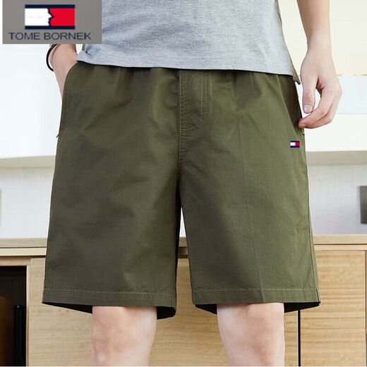 
Tommy Hee Kelly trendy men's summer casual shorts loose cotton sports beach five-point pants men's bean green 9215 4XL suitable for 190-210Jin [Jin equals 0.5 kg]