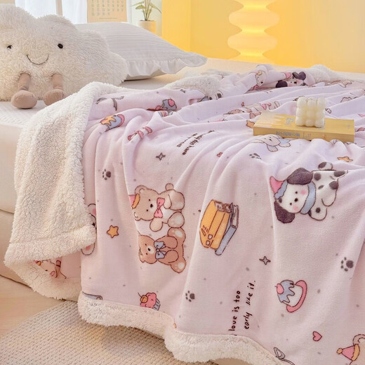 Fantasy A-type three-layer thickened plus fleece milk velvet office nap blanket kindergarten blanket autumn and winter blanket Little Red Riding Hood double-layer thickened high-gram weight milk velvet + lamb's velvet 150*200 single blanket Type A skin-friendly warm can be spread and covered
