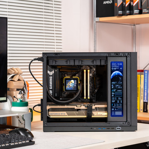 ASUS Family Bucket 14600KF complete machine RTX5060Ti host secondary screen ITX small host assembly computer host ROG Family Bucket complete machine DIY assembly machine i5 14600KF+RTX5060Ti丨With two