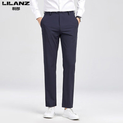Lilang Herren Casual Hosen Mulberry Silk Sommer Neugeschäftshose Anti-Falten-Hose, ohne lange Hosen Trendy Grey H9896 35 zu bügeln