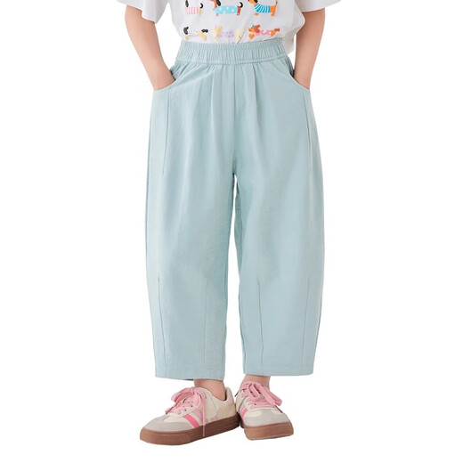 Moonkids children's clothing girls mosquito-repellent pants 2025 summer new children's nine-point pants radish pants summer thin casual pants 15263 lotus pink radish pants 110 cm