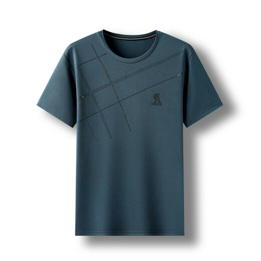 Camiseta de manga corta para hombres de mediana edad y ancianos y ancianos Top informal de seda de seda de hielo de hielo de mediana edad para ropa de verano para hombres 695 azul marino one size 165/s (recomendado 110 jin [Jin iguala 0.5 kg] o menos)