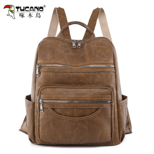 Spechts Rucksack Frauen Rucksack Frauen 2025 Chinesischer Chinesisch Valentinstag Rucksack im Outdoor -Rucksack Frauen European und American Retro PU Single und doppelte Schulterschwarz