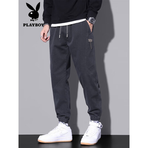 Playboy (PLAYBOY) 2025 Spring and Autumn New Men's Body Sleeps Teen All-Match Leisure Pants Fashion Daily Student Leisure Pants Gray 9859 M