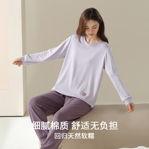 都市丽人女士睡衣女款2025年春秋新款纯棉套头情侣圆领家居服套装 16787男款 M