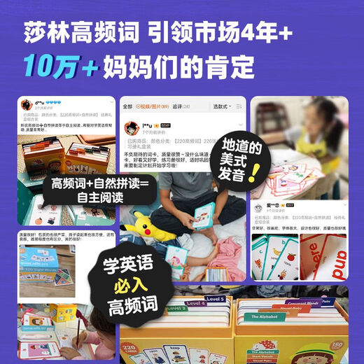 莎林幼儿英语启蒙220高频词闪卡 儿童英文早教机点读单词卡 扫码&点读版 220高频词+点读笔