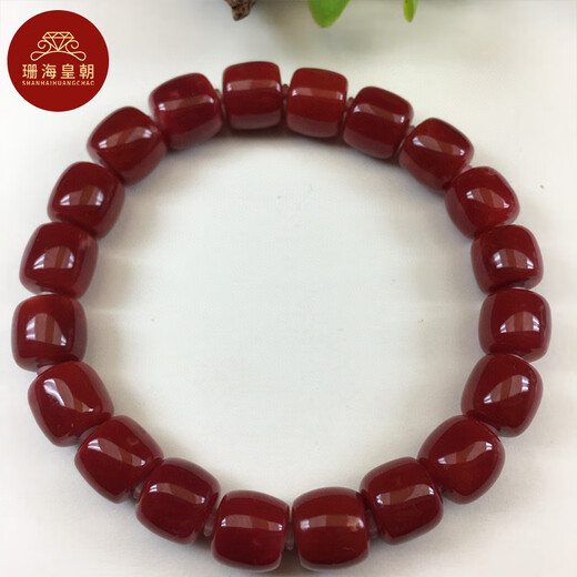 Shanhai Dynasty boutique ox-blood red Japanese Akko coral drum bead bracelet single circle bracelet high-end jewelry gift without repair