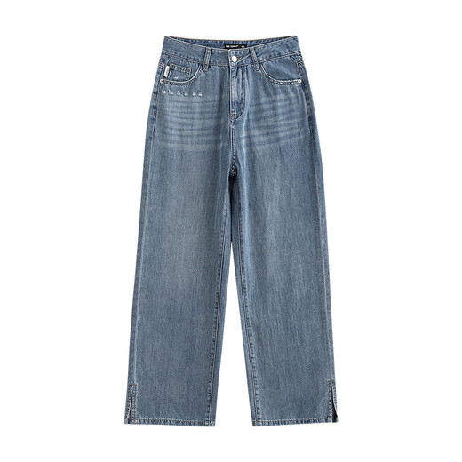 
Chuyu handmade cut-out jeans for women 2025 spring loose straight pants light blue grinding white trousers light blue 29