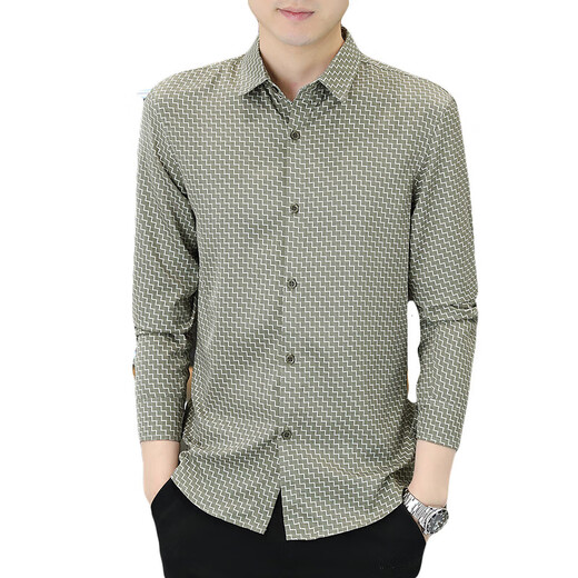 
Seven Wolf official website shirt men's long-sleeved new style business small plaid inch shirt high-end summer top slim shirt men 6167 blue gray M _90-110Jin [Jin equals 0.5 kg]