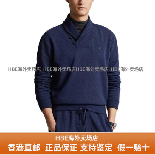 Polo Ralph Lauren男士毛衣纯色Logo刺绣平纹针织青果领套头长袖毛衣男款送女友男友 海军蓝 M