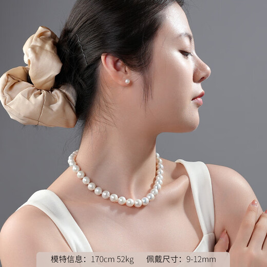 Dara Highlight Freshwater Pearl Necklace Mother's Style Nearly Perfect Round Edison Pearl 9-12th Birthday Gift for Mom and Girlfriend