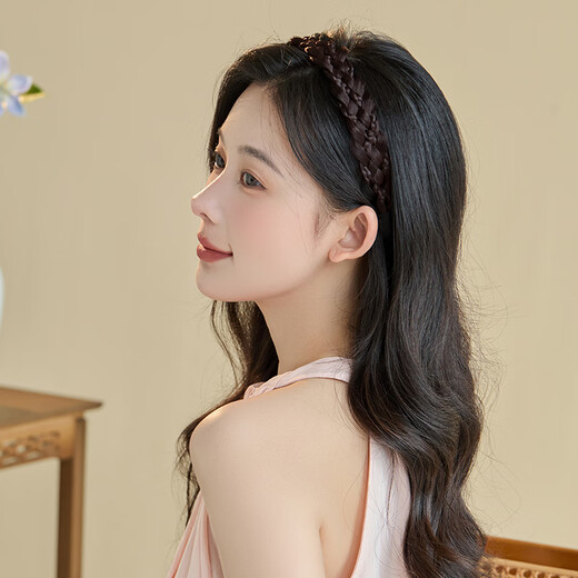 Chimera (CHIMERA) fishbone braid braid wig headband with toothed anti-slip headband girl birthday gift (dark brown)