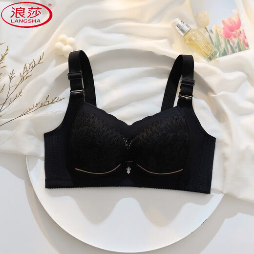 浪莎（LangSha）蕾丝薄款内衣女调整型收副乳文胸无钢圈聚拢防下垂上托性感文胸罩 罗-兰-紫-1件装 80C 36-