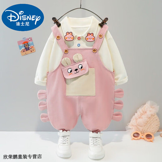 Disney baby girl spring suit girl spring autumn style fashionable 2 children's clothes spring 3 baby overalls children's clothing one year old brown rabbit animal strap long sleeve suit AC 100 recommended 90-100cm 1 and a half years old-2 years old
