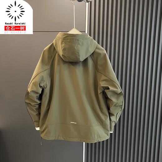 Kuraishi Kazuki Autumn and Winter Hooded Jacket Work Jacket Men's 2025 New Fashion Versatile Sports Outdoor Top Khaki XL