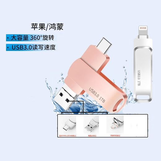 Universeller USB-Stick für Mobiltelefone, Android-Computer, Hochgeschwindigkeits-3.0-Drei-in-Eins-USB-Stick mit großer Kapazität, 1T, maßgeschneidertes Metall-USB-Flash-Laufwerk, Silber, Drei-in-Eins-Schnittstelle 128G