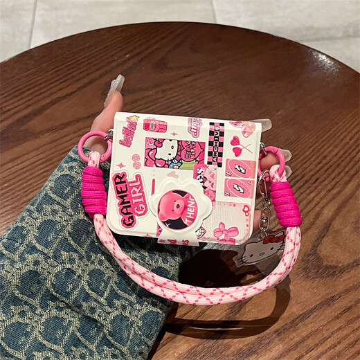 Baiyu eignet sich für Huawei Pura x Mobiltelefonhülle Neue KT-Katzen-Pendellder-Lederarmband Flip Leder Hülle Pura X Collector-Version Weitfaltungsbildschirm Anti-Fall-Fall Full Cover Schutzhülle Ultra-dünner Frauen Pink Kt Katze + Anhänger Armband Purax Collector's Version
