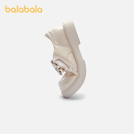 Balabala children's shoes children's small leather shoes princess shoes girls' shoes 2025 spring and autumn new loafers sweet literary off-white 10301 31 (foot length 18.8-19.3/inner length 20.3)