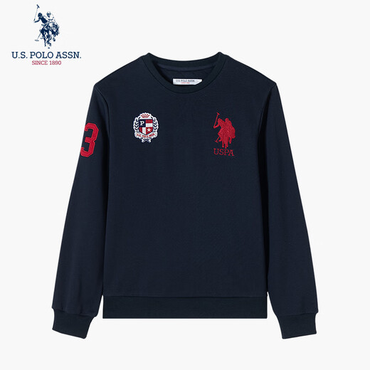 U.S. POLO ASSN. Sweater men's autumn round neck trendy loose long-sleeved T-shirt men's casual tops men's wear navy blue L