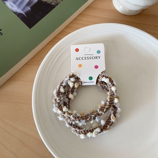 Edamame hair band braided children's headband twist circle high elasticity sweet ice cream color non-damaging ponytail hair accessory mixed color 5 pieces in bag