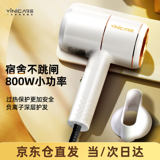 Yier Hair Dryer Home Male and Female Student Dormitory Hair Dryer Blue Light Negative Ion Constant Temperature Hair Care Large and Small Power Portable 800W Fashion White 800W (Special for Family and School Dormitories)
