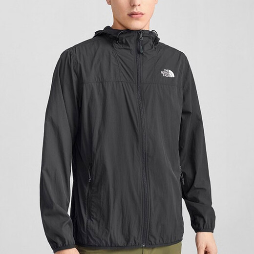 THE NORTH FACE M Upf Wind Jacket Outdoor Sports Thin Hooded Breathable Windproof Dark Gray S