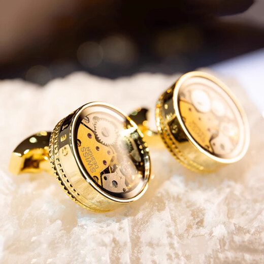 NOSSKISS奢侈高档永动上弦陀飞轮机芯高端袖扣男士轻奢袖口衬生日礼物送礼 枪色瑞士机芯2代永动防尘玻璃罩