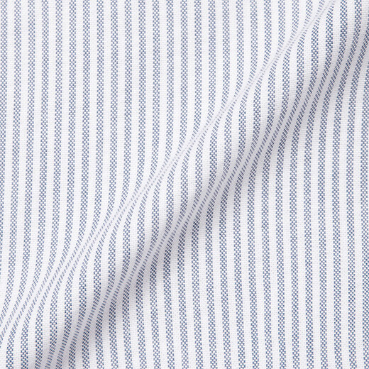 MUJI Women's Cotton Washed Oxford Button Collar Long Sleeve Shirt Women's Shirt Jacket Tops 25 Fall New Product Saxon Blue Stripe S (155/80A)