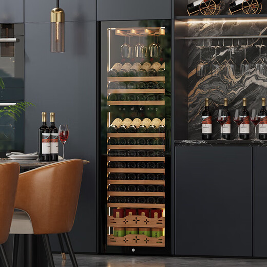 Bai Kailun red wine cabinet first-class energy efficiency constant temperature moisturizing zero embedded household commercial dual temperature frequency conversion air-cooled frost-free wine wine liquor beverage fruit refrigeration and preservation display cabinet 1.8 meters丨Dual temperature丨Multi-functional model丨 420L