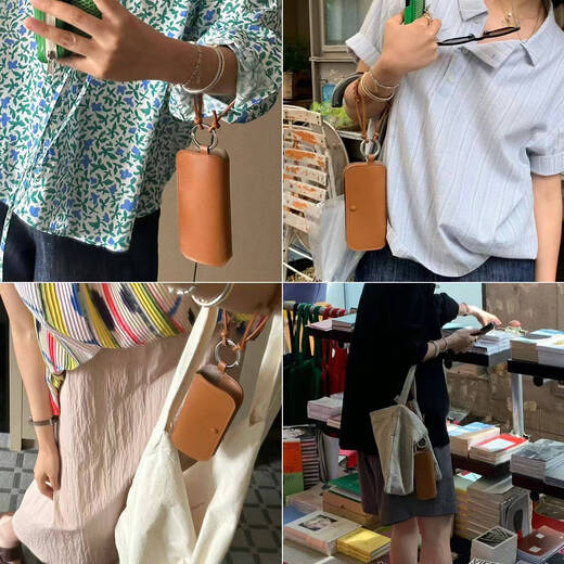 Pupan Fairy Leder tragbare Brille Kiste Hängende Beutel Hängende Handgelenksbrillen Aufbewahrungsbox Reise Leichte Sonnenbrille Box Brauner Punkt
