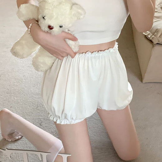 Kunsui Pumpkin Pants Leggings Women's Summer Safety Pants Flower Bud JK Wear Skirt Lantern Shorts to Prevent Lighting and Can Be Weared Out Thin White Flower Bud Leggings 1 Pair (Recommended 80-125 Jin Jin is equal to 0.5 kg)